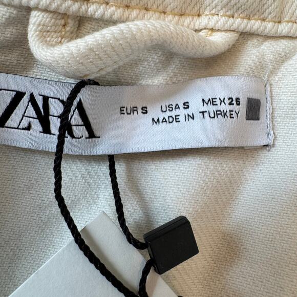 ZARA Cream White Western Fringe Denim Jacket NWT Size Small - Picture 6 of 14